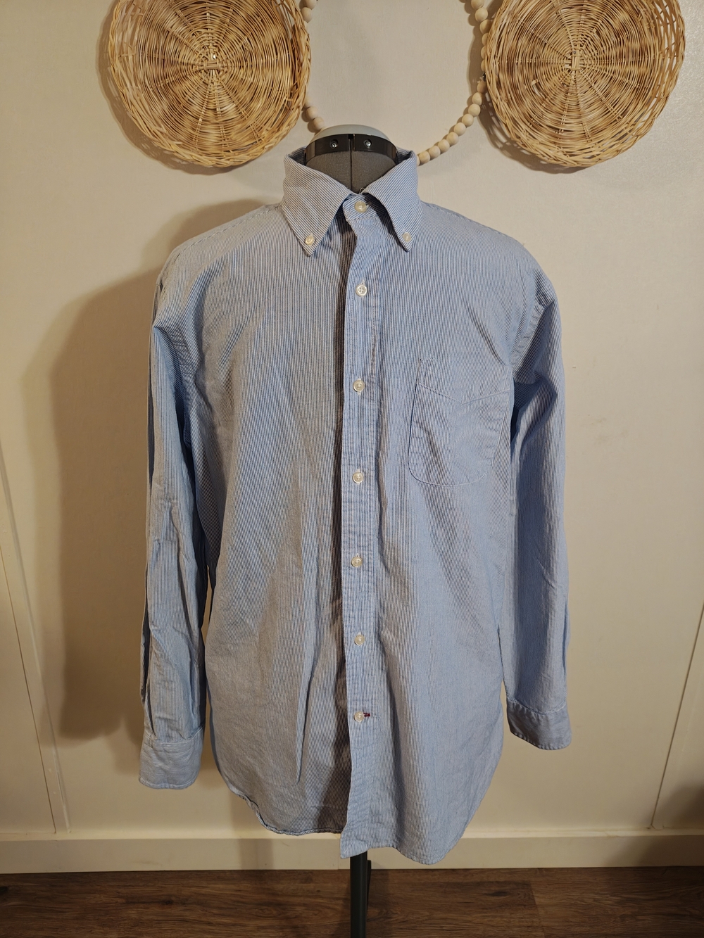 Daniel Cremieux Blue And White Stripe Button-Down Dress Shirt